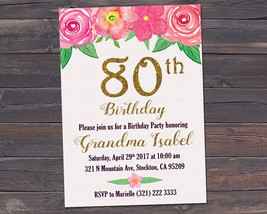 50th, 60th, 70th, 80th, Birthday Invitation, Floral Birthday Invitation ... - £6.31 GBP