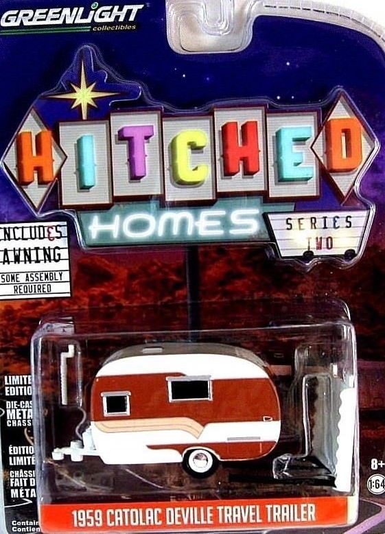 CATOLAC DEVILLE TRAVEL TRAILER YEAR 1959 WHITE/BROWN, GREENLIGHT 1:64 MODEL - $24.43