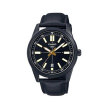 Casio Men Wrist Watch MTP-VD02BL-1EUDF Leather Band - £43.03 GBP