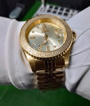 invicta men gold automatic diamond watch with exhibition case &amp; bracelet - £1,174.62 GBP
