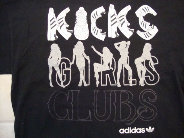 Primary image for Kicks Girls Clubs Adidas Sexy Cute Girls Black Cotton T Shirt Size L