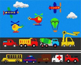 Pepita Needlepoint kit: Cars and Airplanes, 15&quot; x 12&quot; - £115.36 GBP+