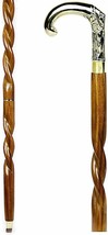 Vintage Brass Handle Walking Cane Wooden Walking Stick Designer Cane - £38.84 GBP