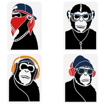 Hiphop Chimpanzee Stencil Set: 4Pcs, 4 Styles, Orangutan Pattern, 8.3x11.7inch, - $22.76