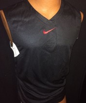 Nike men&#39;s shirt jersey top basketball embroidered logo v neck black/whi... - $47.72
