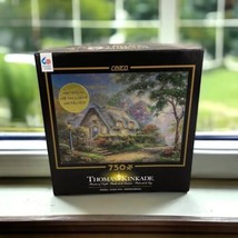 Thomas Kinkade 750 Piece Puzzle Lovelight Cottage Metallic Caeco Complete - $20.44