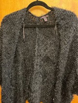 Material Girl Women&#39;s XS Black  Open Shaggy  Sweater Cruella de Vil - Esq - £6.53 GBP