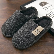 Men Winter Warm Slippers Cotton Shoes Black 50 - £15.14 GBP
