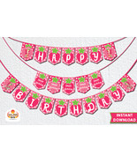 Happy Birthday Strawberry Shortcake Printable Banner - Instant Download - £3.13 GBP