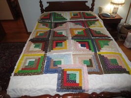 21 Vtg. Hand Sewn LOG CABIN Cotton Patchwork QUILT SQUARES - Approx. 13&quot;... - £47.05 GBP