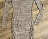 Banana Republic Bodycon Dress XS Heather Gray Stripes Ruched Side V-Neck - £13.01 GBP