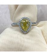 GIA 0.87 CT Natural Fancy Yellow Pear Cut Diamond Engagement Ring 14k Gold - €3.796,95 EUR