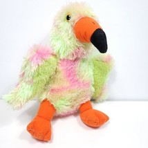 Parrot Macaw Green Pink Pastel Plush Stuffed Animal 13&quot; Orange Feet Beak - $21.77