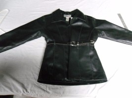 COPPER KEY Black Faux Leather Jacket Coat Pockets Lined medium RS 7322 - £12.73 GBP