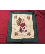Vintage 1986 Hand-Stitched Santa Wall Hanging 24x27.5” Christmas Needlep... - $68.61 CAD