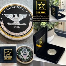 COLONEL ARMY MILITARY CHALLENGE COIN USA Army Come With Army Velvet Case - £22.01 GBP