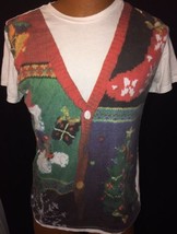 American Eagle Outfitters Classic White shirt Christmas vest  front M Bi... - $34.96