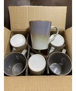 Porcelain Coffee Mugs Set of 6, Large Coffee Cups 13.5oz Brown Fade Coff... - $41.45 CAD