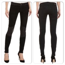 Current/Elliott Black The Road Trip Leather Panel Legging Skinny Jeans s... - £117.32 GBP