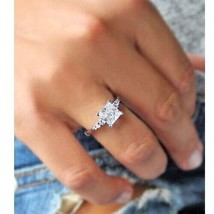 Beautiful 2.15Ct Princess Cut Diamond Engagement Ring 14k White Gold in Size 5 - £176.36 GBP