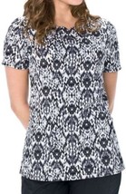 Landau Scrub Top 4078 Women&#39;s Notched Crew w/ Tux Front Crystal Skin Medium - £18.98 GBP