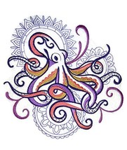Ocean Calling Custom and Unique Octopus with Mehndi Echo Embroidered Iron On/Sew - £18.51 GBP