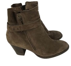 PAUL GREEN Womens Ankle Boots DALLAS Bootie Brown Suede Zip Heels Size 8 - £32.37 GBP
