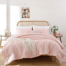 Rosgonia Blush Comforter Set Queen, 3Pcs (1 Boho Pink Comforter &amp; 2 Pillowcases) - £52.27 GBP