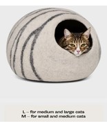 Premium Handmade Merino Wool Felt Cat Bed Cave (Light Shades, Large, Lig... - £21.02 GBP
