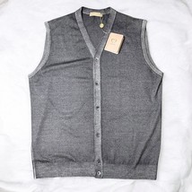 CRUCIANI Cardigan Sweater Vest Gray Dyed Merino Wool Men&#39;s XL (EU 56) It... - $105.00