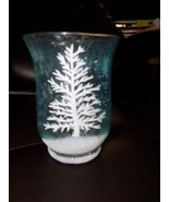 Winter Tree Blue Frosted Glass  Candle Holder Floral Vase NEW - £14.36 GBP