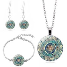 Earrings 1 Set Charm Mandala Art Earrings Necklace Om Symbol Zen Buddhism for Wo - £11.07 GBP