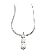 14K White Gold 3-Stone CZ Pendant with Snake Chain - $1,295.03 CAD