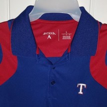 Texas Rangers Polo Shirt Men Large Blue Red Polyester Logo MLB Baseball ... - $19.99