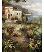 Villa&#39;s Garden Path by Peter Bell Mediterranean Village Garden Seascape ... - £46.68 GBP
