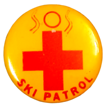 Vintage Ski Patrol Metal Pinback Button 7/8&quot; - $7.08