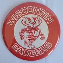 VTG Wisconsin Badgers LARGE 3.5&quot; Pinback Button Bucky Pin University Col... - $5.95