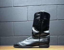 Justin 3133 Black Leather Western Roper Boots Men’s 12 D - £47.37 GBP