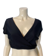 Old Navy Activewear Knit Crop Top Wrap Front Cap Sleeve Black XL - $18.99