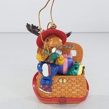 Vintage Lustre Fame Moose Fishing 1995 Christmas Ornament - £11.78 GBP