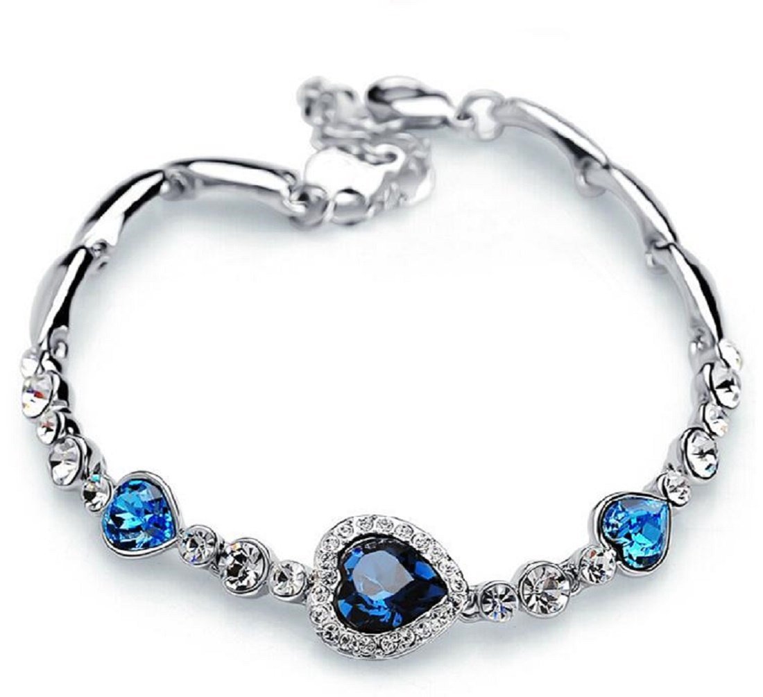 Korean Hot Women's Classic Heart of Ocean Crystal Bracelet - One item with ra... - $2.96