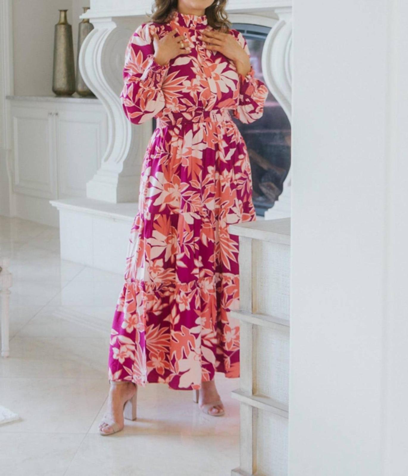 Fate Long Sleeve Floral Maxi Dress Size S - $50.49