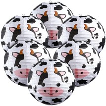 6 Pieces Cow Party Decorations Farm Cow Paper Lanterns Cow Barnyard Farm Lantern - £20.77 GBP