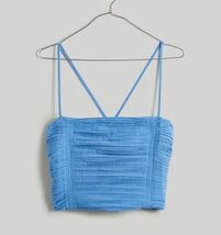 MADEWELL Tube Tank Crop Top Smocked Back Ornamental Blue 12 NWT - $13.12