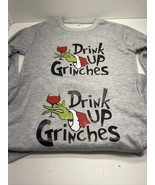 The Grinch “Drink Up Grinches” Sweatshirt Med Gray Lot Of 2  - $728.37 MXN