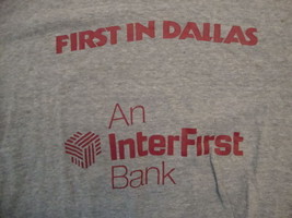 Vintage Inter First Bank First In Dallas Ringer Gray Soft T Shirt Size M - £13.69 GBP