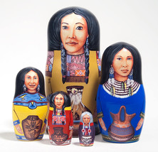 Native American Princesses Nesting Doll - 5&quot; w/ 5 Pieces - £54.35 GBP