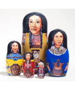 Native American Princesses Nesting Doll - 5&quot; w/ 5 Pieces - £54.48 GBP