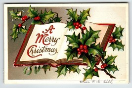 Christmas Postcard Embossed Series 1173 Poinsettias Song Book Greetings ... - £5.16 GBP