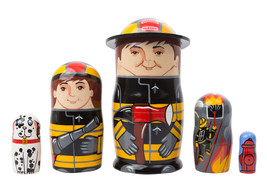Firefighter Nesting Doll - 5&quot; w/ 5 Pieces - £79.93 GBP